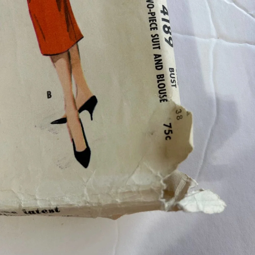 McCalls Vintage 1950's Pattern #4189 Women's 2 Piece Suit &‎ Blouse Size 18 RARE